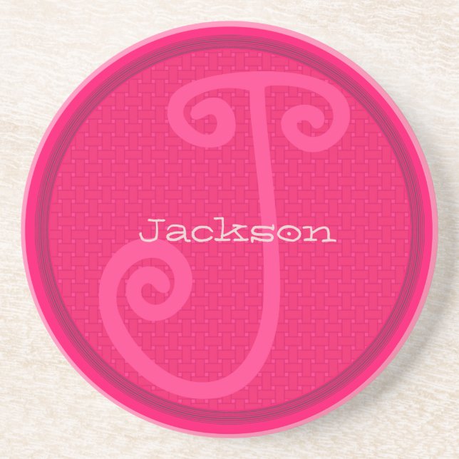 Funky  Monogram Wedding Anniversary Coasters (Front)