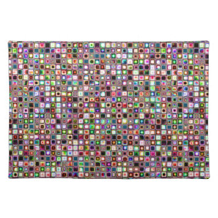 Funky Mosaic Tiles Pattern With Jewel Tones Placemat