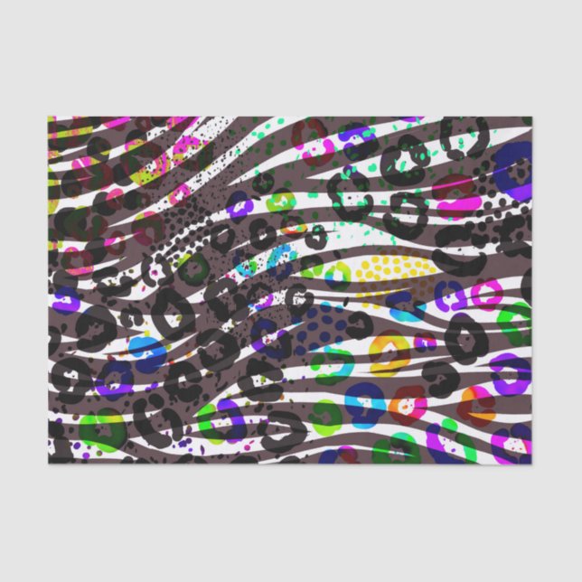 Funky Multi Animal Print Pattern Bright Colours Tissue Paper (Front)