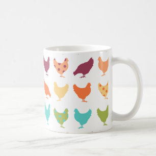 Funky Multi-coloured Chicken Pattern Coffee Mug