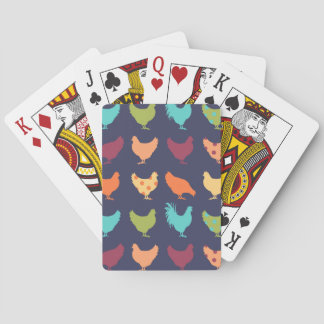 Funky Multi-coloured Chicken Pattern Playing Cards