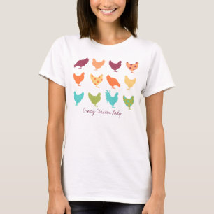 Funky Multi-coloured Chicken Pattern T-Shirt