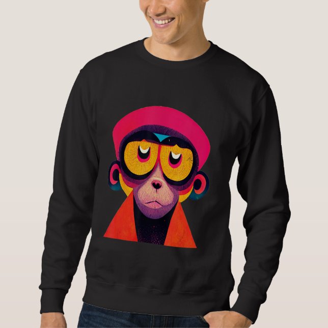 Funky Munky Hipster Monkey Sweatshirt (Front)