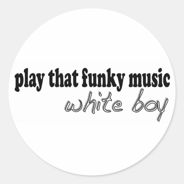 Funky Music White Boy Classic Round Sticker (Front)