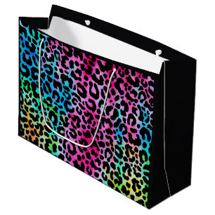 Funky Neon Colourful Leopard Print Large Gift Bag