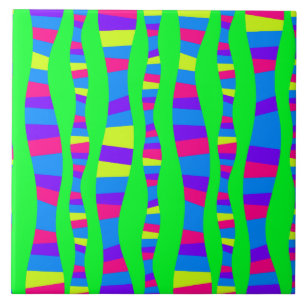 Funky Neon Colours Retro Modern Pattern Tile