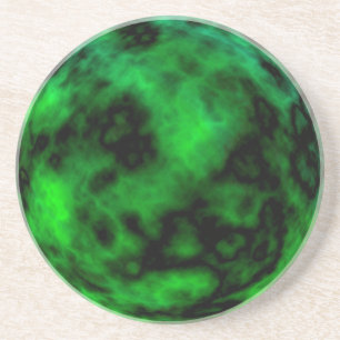 Funky Neon Green Emerald Halloween Abstract Coaster