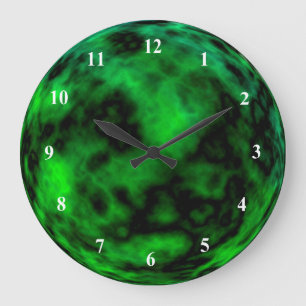 Funky Neon Green Emerald Halloween Abstract Large Clock