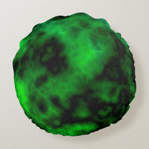 Funky Neon Green Emerald Halloween Abstract Round Cushion