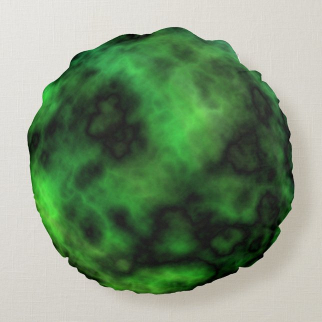 Funky Neon Green Emerald Halloween Abstract Round Cushion (Back)