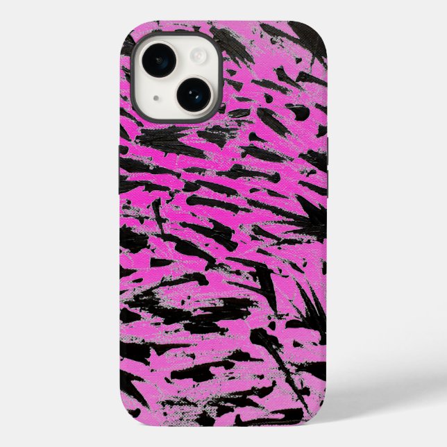 Funky Neon Pink and Black Print Case-Mate iPhone Case (Back)