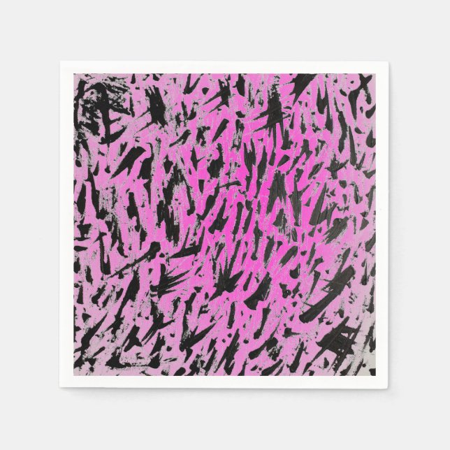 Funky Neon Pink and Black Print Napkin (Front)