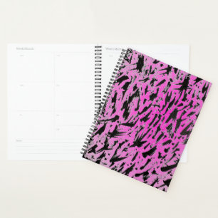 Funky Neon Pink and Black Print Planner
