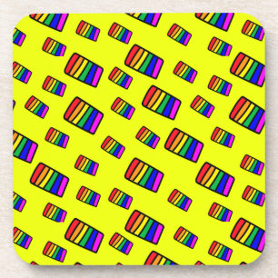Funky Neon Rainbow Block Pattern Coaster