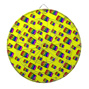 Funky Neon Rainbow Block Pattern Dartboard