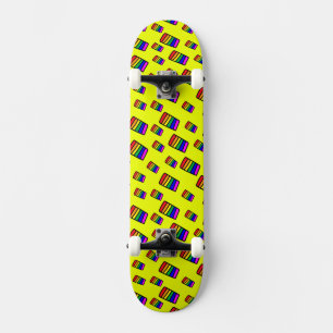 Funky Neon Rainbow Block Pattern Skateboard