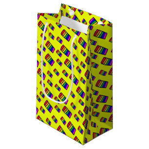 Funky Neon Rainbow Block Pattern Small Gift Bag