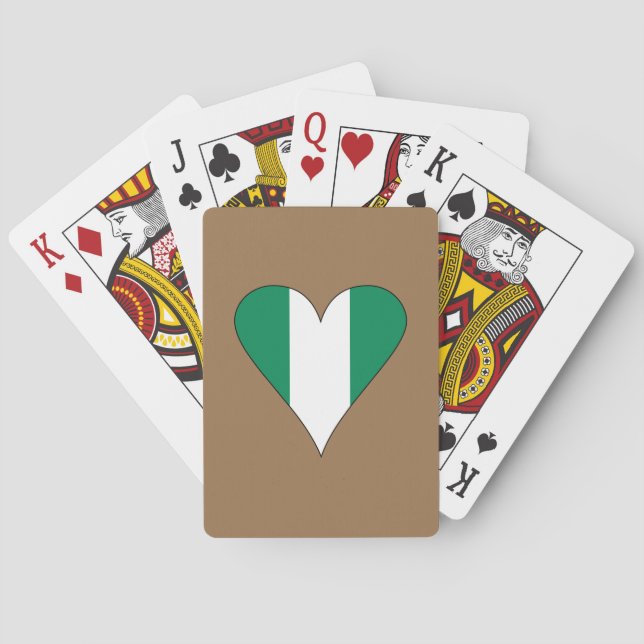 Funky Nigerian Heart Flag  Playing Cards (Back)
