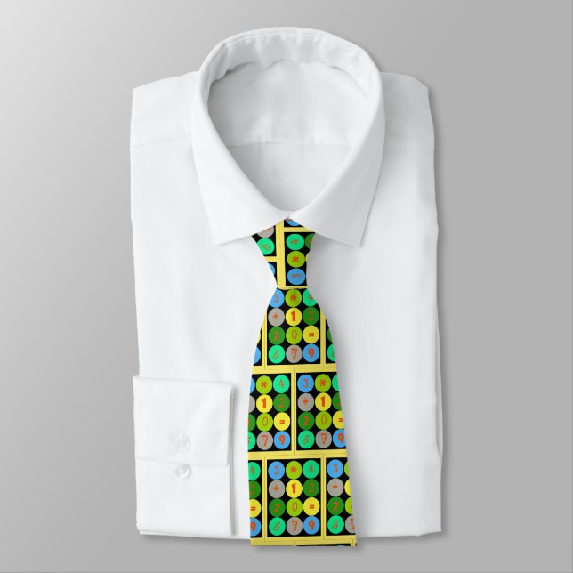 Funky Numbers Math Colourful Tie (Tied)