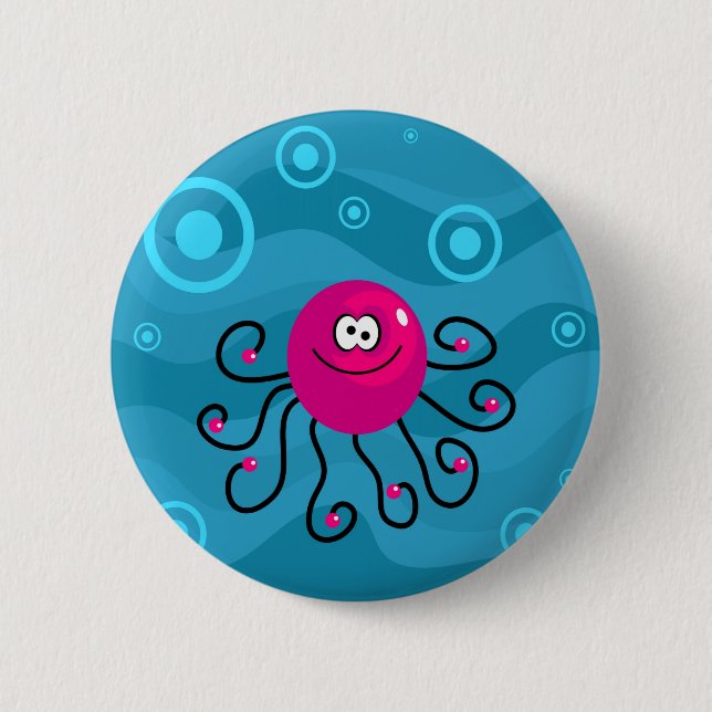 Funky Octopus 6 Cm Round Badge (Front)