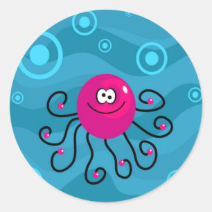 Funky Octopus Classic Round Sticker