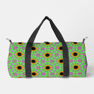 Funky Orange & Black Pattern Lime Green  Duffle Bag