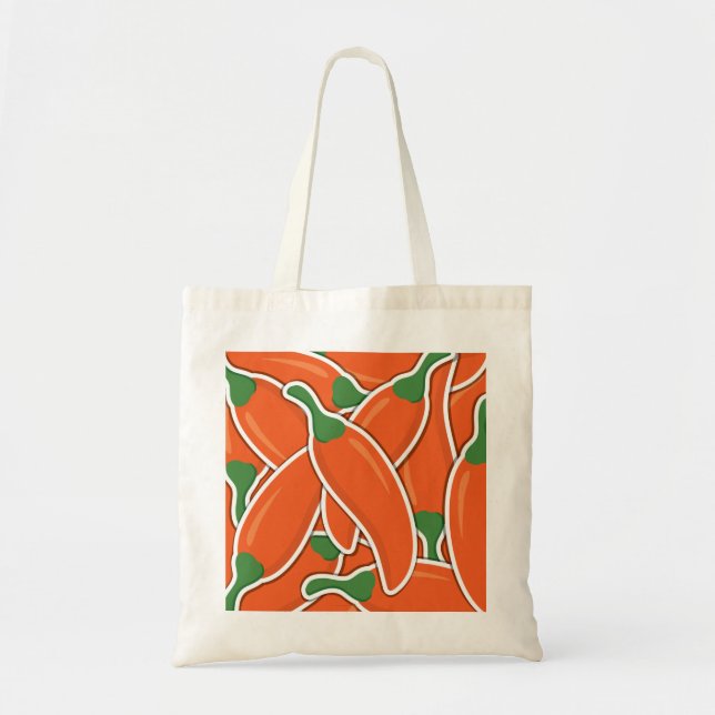 Funky orange chilli peppers tote bag (Front)