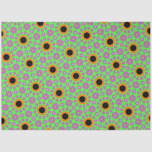 Funky Orange Green Purple & Black Decoupage Tissue Paper (Front)