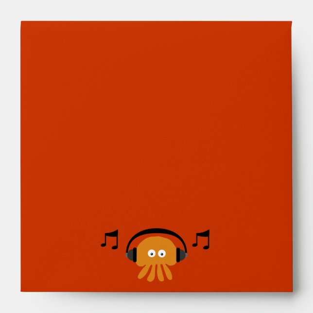 Funky Orange Jellyfish DJ Customisable Party Envelope (Front)