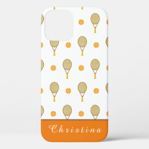 Funky Orange Tennis Fun Kids Personalised Player iPhone 12 Case