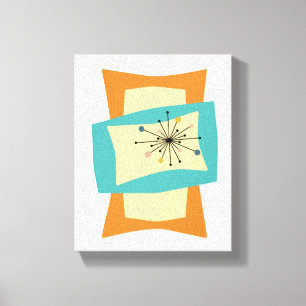 Funky Orange Turquoise Mid Century Rectangles Canvas Print