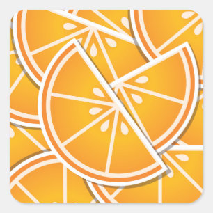 Funky orange wedges square sticker