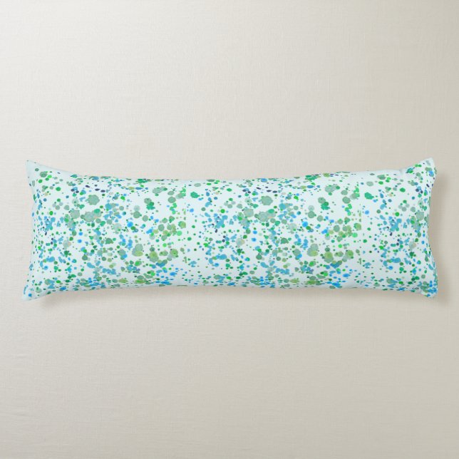 Funky Paint Splatter Blue and Green Body Cushion (Front)
