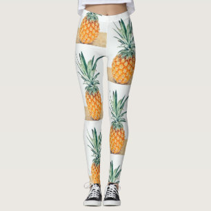 Funky Pale Green Yellow Yummy Pineapple Leggings