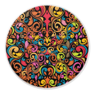 Funky pattern ceramic knob