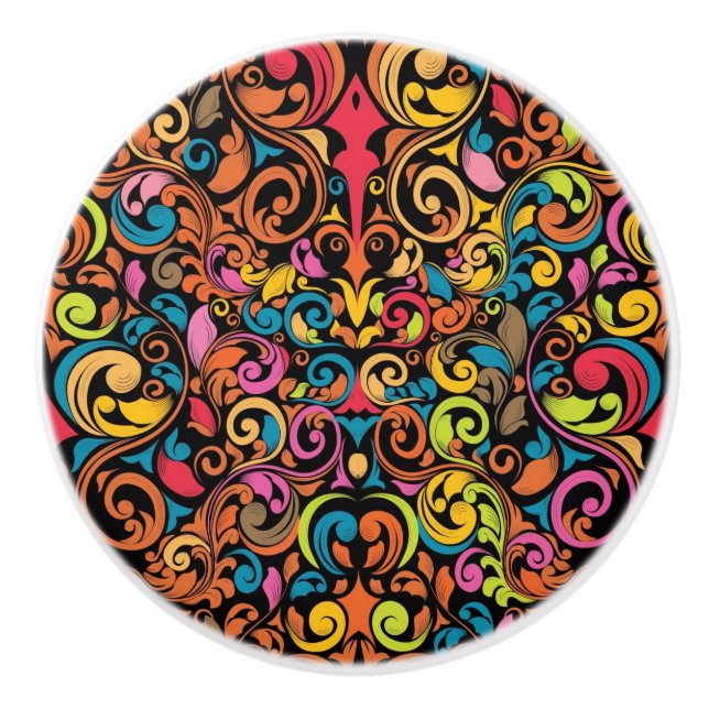 Funky pattern ceramic knob (Front)