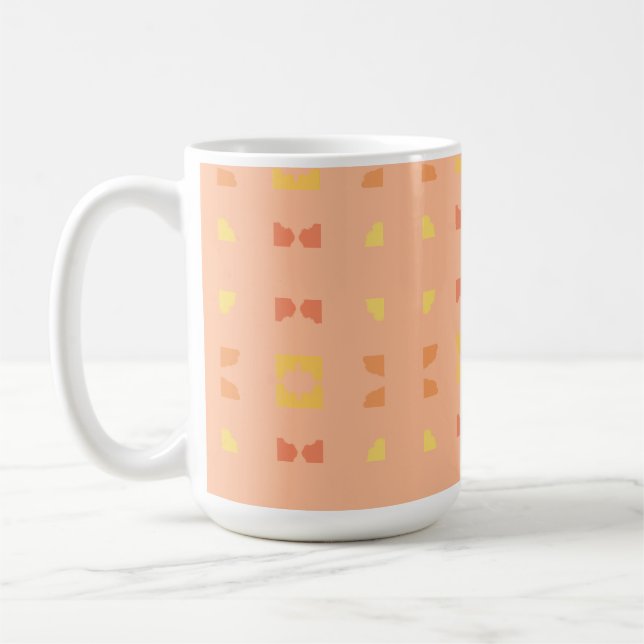 Funky Pattern Peach Yellow Coffee Mug (Left)