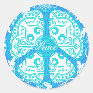 Funky Peace Sign Classic Round Sticker