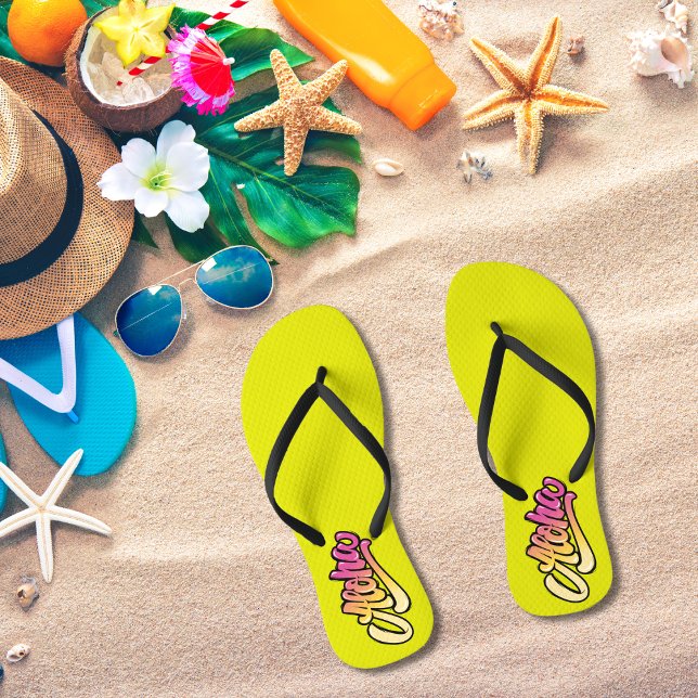 Funky Peridot | Golden Yellow Aloha Beach Jandals (Creator Uploaded)