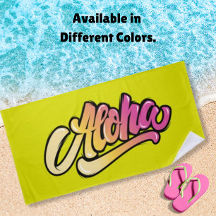 Funky Peridot   Golden Yellow Aloha  Beach Towel