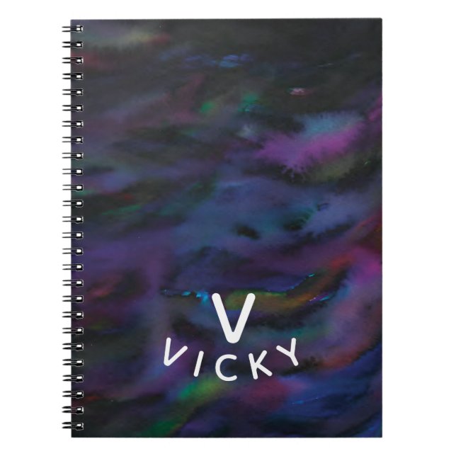 Funky personalised abstract smokey water colour. notebook (Front)