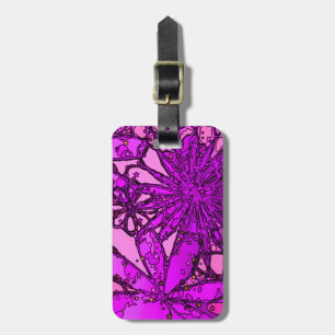 Funky Personalised Purple Flowers Luggage Tag