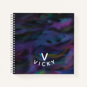 Funky personalized abstract smokey water color notebook