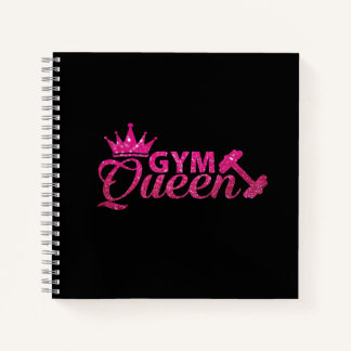 Funky Personalized Hot Pink Faux Glitter Gym Queen Notebook