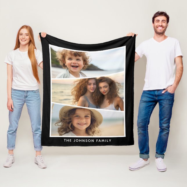 Funky Photo Collage Colour Block Diagonal Lines Fleece Blanket (In Situ)