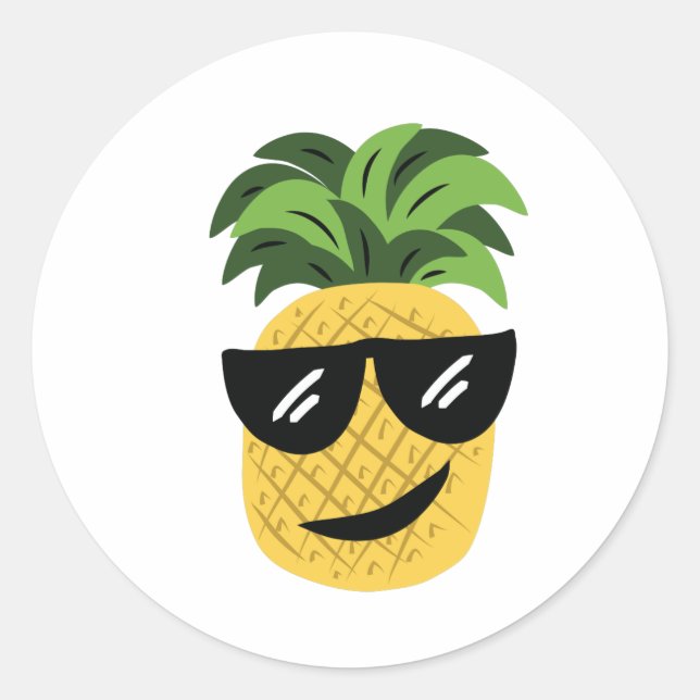 Funky Pineapple Classic Round Sticker (Front)