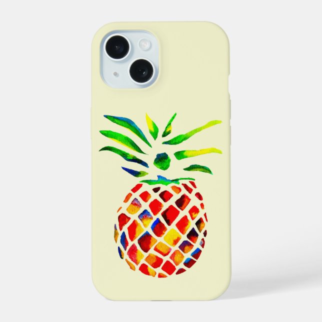 Funky pineapple cool art iPhone 15 case (Back)