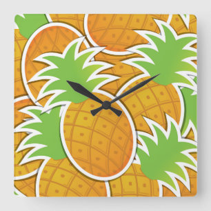 Funky pineapple square wall clock