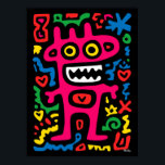 Funky Pink Alien – Neon Pop Art Quirky Monster Poster<br><div class="desc">Bright,  bold,  and funky – this pink alien is a quirky monster full of neon energy. Surrounded by playful doodles and glowing shapes,  it’s a must-have for pop art lovers and anyone who loves funky and colourful home decor.</div>