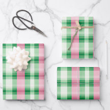 Funky Pink And Green Plaid Tartan  Pattern
